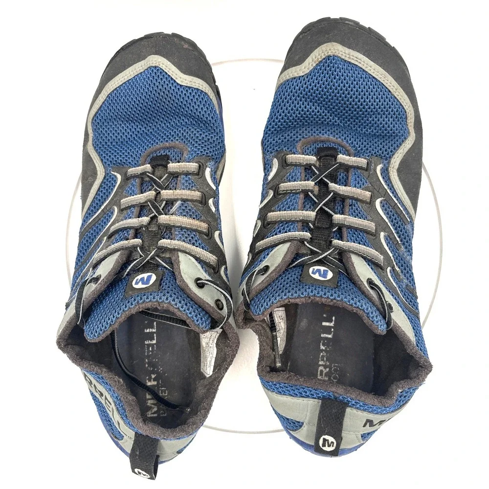 Merrell Trail Glove Olympia Mens 11 Blue Barefoot Trail Running Shoes J85523